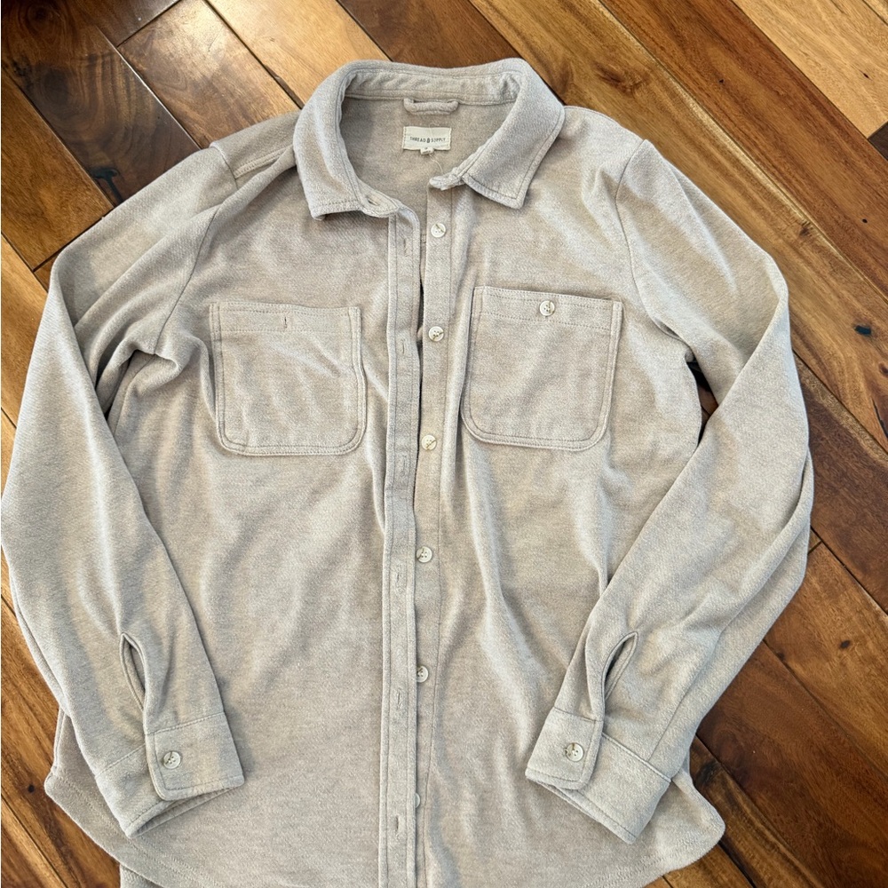 Thread & Supply small Beige Button-Up Shacket - Picture 3 of 4